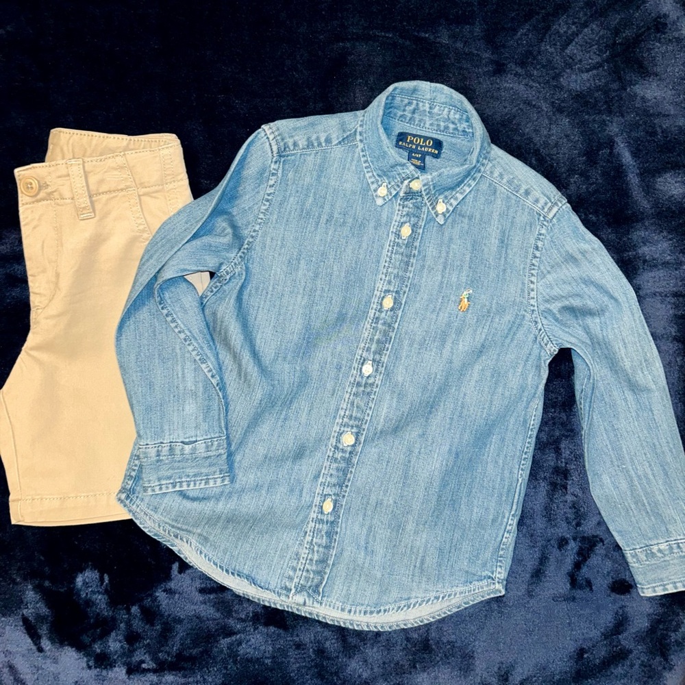Ralph Lauren Polo Cotton Denim Button Down, Boys size 4T